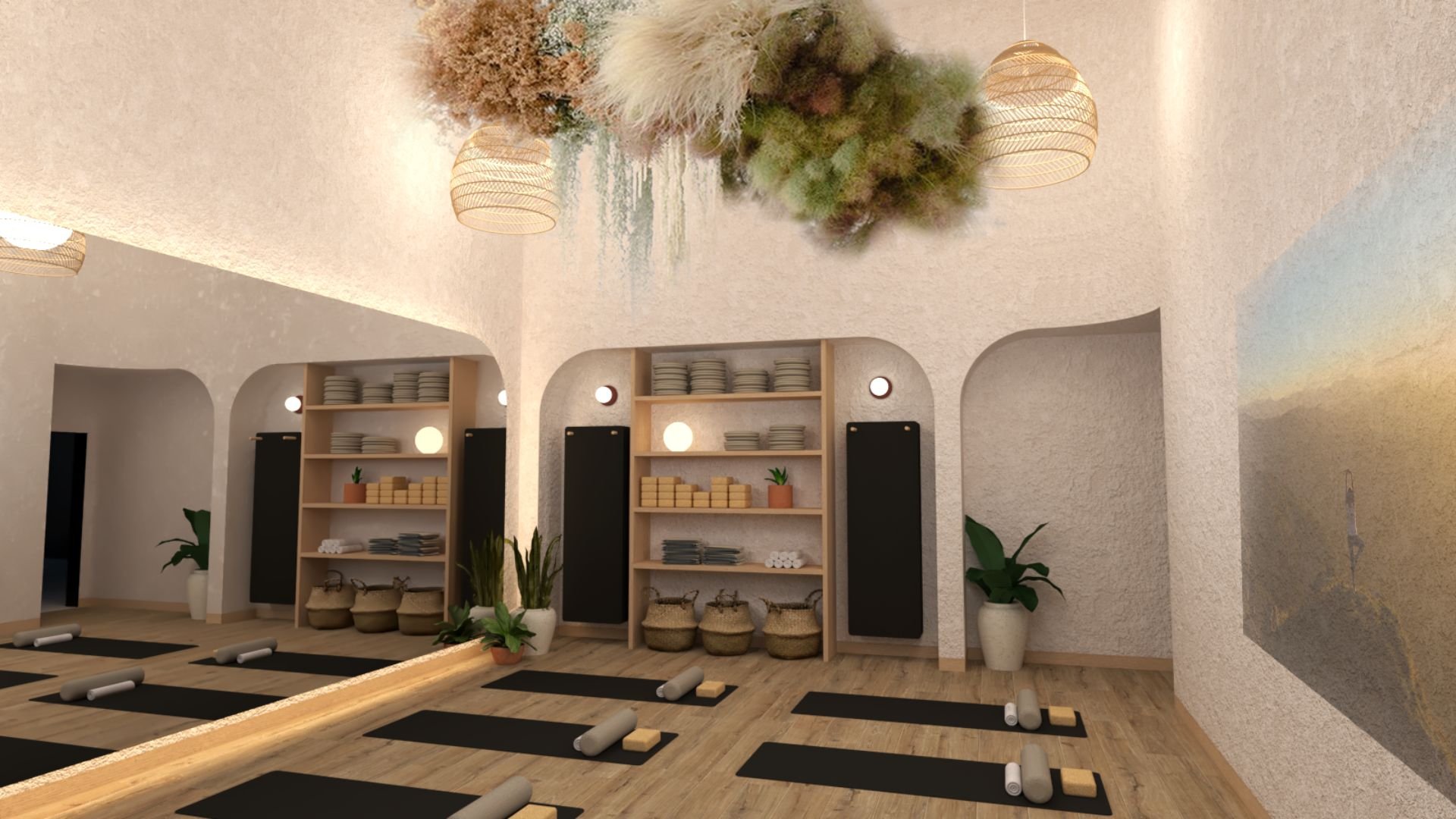 yoga room interior design Coast Premium Ltd 3D render